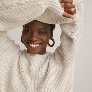 LA REDOUTE COLLECTIONS - Gebreide Trui - Ecru - Ronde Hals - Katoen