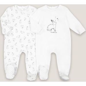 Set van 2 pyjama's in fluweel LA REDOUTE COLLECTIONS. Fluweel materiaal. Maten 3 jaar - 94 cm. Wit kleur