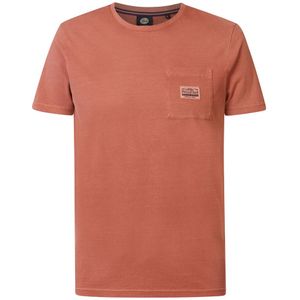 Effen T-shirt met ronde hals PETROL INDUSTRIES. Katoen materiaal. Maten S. Oranje kleur