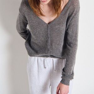 AMERICAN VINTAGE - DUMY - Vest - Mêlee Donkergrijs - Korte Mouwen - V-hals