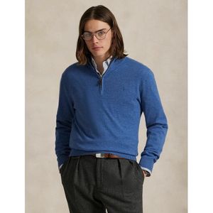 Polo Ralph Lauren - Trui - Zeeblauw - Wol - Halve Rits - Pony Player Borduursel
