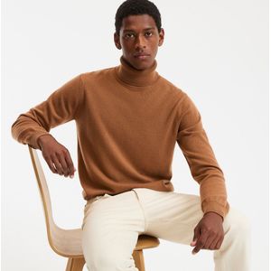La Redoute Collections - Gebreide Trui - Kastanje - Kasjmier - Rolkraag