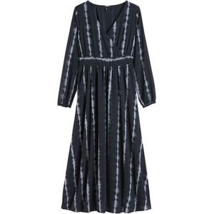 ONLY - Bedrukte Lange Jurk - Zwart/Wit - 100% Polyester