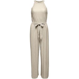 Gestreepte jumpsuit zonder mouwen ONLY. Viscose materiaal. Maten M. Beige kleur