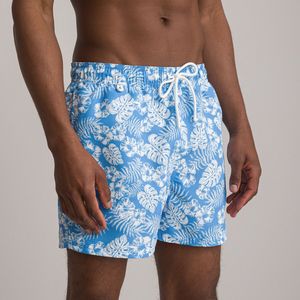 Zwemshort met bladeren motief LA REDOUTE COLLECTIONS.  materiaal. Maten L. Blauw kleur