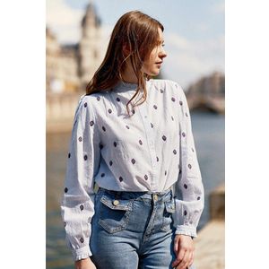 BLOOMA LA PETITE ETOILE - Geborduurde Blouse - Blauw - Katoen