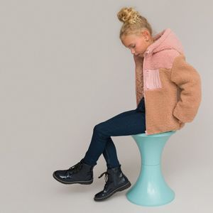 Jas met kap in sherpa LA REDOUTE COLLECTIONS. Polyester materiaal. Maten 14 jaar - 156 cm. Roze kleur