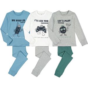 Set van 3 pyjama's in katoen LA REDOUTE COLLECTIONS. Katoen materiaal. Maten 5 jaar - 108 cm. Blauw kleur