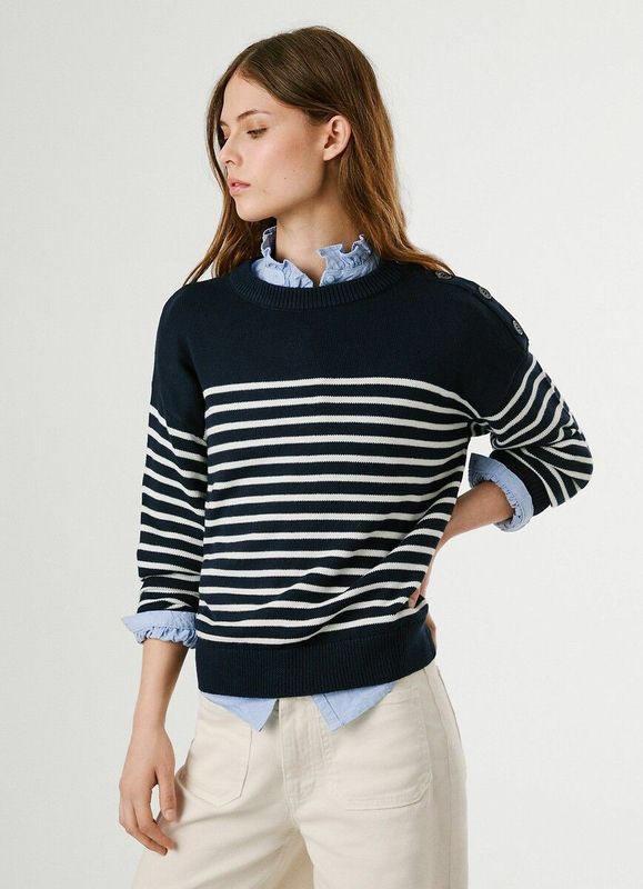 PEPE JEANS - CARLINA - Gestreepte Trui - Blauw - Katoen