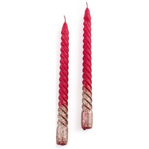 Set van 2 gedraaide kaarsen met glitters, Caspar LA REDOUTE INTERIEURS.  materiaal. Maten één maat. Rood kleur