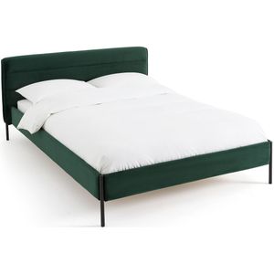 Opgevuld bed in fluweel met bedbodem, Obias LA REDOUTE INTERIEURS. Stof materiaal. Maten 140 x 190 cm. Groen kleur