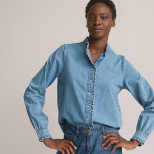 Jeanshemd met Victoriaanse kraag, lange mouwen LA REDOUTE COLLECTIONS. Denim materiaal. Maten 52 FR - 50 EU. Blauw kleur