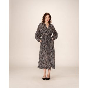 PODER GRACE & MILA - Lange Jurk - Marineblauw - Katoen - Abstracte Print