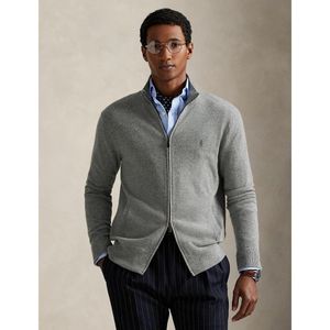 Polo Ralph Lauren - Geborduurde Logo Wollen Trui met Rits - Grijs - Heren