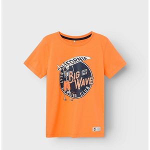 T-shirt met korte mouwen NAME IT. Katoen materiaal. Maten 10 jaar - 138 cm. Oranje kleur