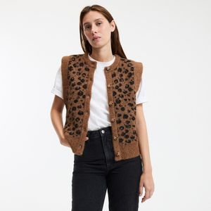LA REDOUTE COLLECTIONS - Kort Mouwloos Vest - Kastanje - Luipaardprint