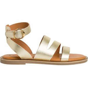 Platte sandalen in leer TAMARIS. Leer materiaal. Maten 40. Grijs kleur