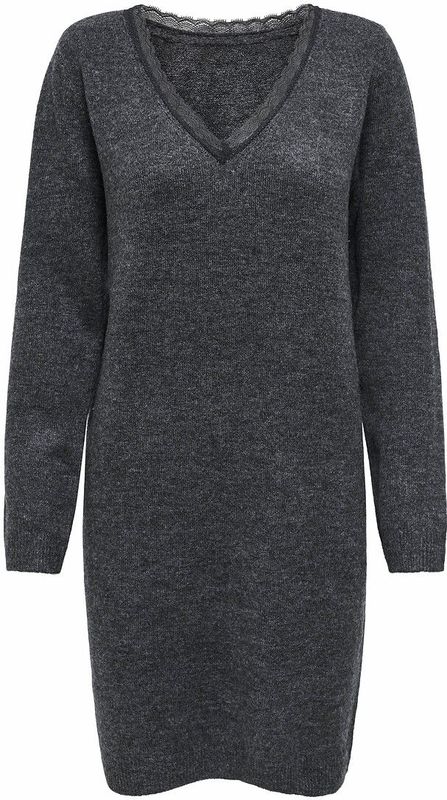 Onltammy - Midi-jurk - Gebreid - V-Hals - Lange Mouwen - Regular Fit