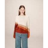 GRACE & MILA - FW2517094 - Tricot Top - Ecru/Bordeaux - Lange Mouwen - Ronde Hals