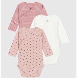 Set van 3 rompers met lange mouwen PETIT BATEAU. Katoen materiaal. Maten 3 mnd - 60 cm. Roze kleur