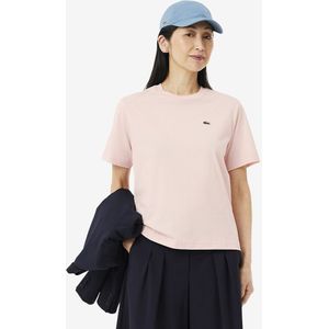 Lacoste - Dames T-shirt - Roze - Relaxed Fit - Ronde Hals