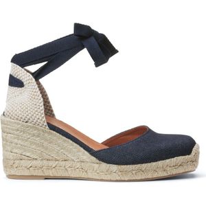 Espadrilles met sleehak, veter aan de enkel LA REDOUTE COLLECTIONS. Katoen materiaal. Maten 39. Blauw kleur