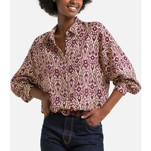 Bedrukte blouse met lange mouwen SEE U SOON. Polyester materiaal. Maten S/M. Wit kleur