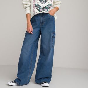 Wijde cargo jeans LA REDOUTE COLLECTIONS. Katoen materiaal. Maten XS. Blauw kleur