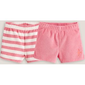 Set van 2 shorts in badstof LA REDOUTE COLLECTIONS. Katoen materiaal. Maten 9 mnd - 71 cm. Roze kleur