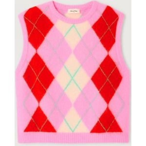 Mouwloze trui met ronde hals, VITOW AMERICAN VINTAGE. Alpaca materiaal. Maten S. Roze kleur