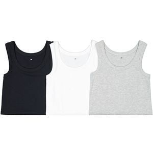 Set van 3 korte effen singlets in katoen LA REDOUTE COLLECTIONS. Katoen materiaal. Maten 14 jaar - 156 cm. Zwart kleur