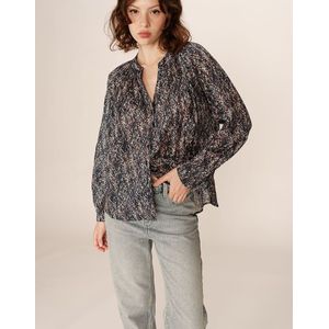 Platanen - Grace & Mila - Blouse - Marineblauw - Lange Mouwen - Abstracte Print