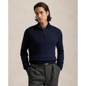 POLO RALPH LAUREN - Trui met Schipperskraag - Marineblauw - Merinoswol