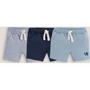 Set van 3 shorts in molton LA REDOUTE COLLECTIONS. Katoen materiaal. Maten 9 mnd - 71 cm. Blauw kleur