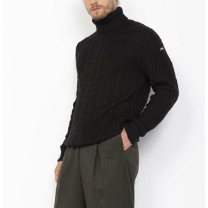 Kabeltrui met rolkraag Keth 2 SCHOTT. Wol materiaal. Maten L. Zwart kleur