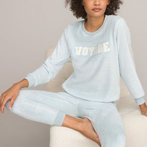 Pyjama in fleecetricot LA REDOUTE COLLECTIONS. Fleece tricot materiaal. Maten 34/36 (FR) - 32/34 (EU). Blauw kleur