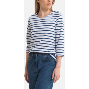 VERO MODA - Sweater - Blauw - 3/4 Mouwen - Glanzende Strepen