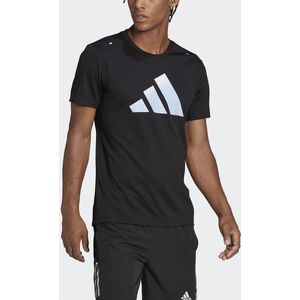 T-shirt Run Icons 3 Bar Logo adidas Performance. Polyester materiaal. Maten XS. Zwart kleur