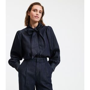 LA REDOUTE COLLECTIONS - Denim Overhemd - Ruw Blauw - Mao-kraag - Afneembare Halsdoek