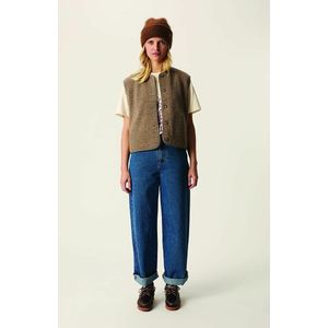 DES PETITS HAUTS - ZLATA - Mouwloos Sherpa Jasje - Kastanje Kleur - Wol Materiaal