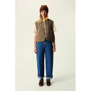 DES PETITS HAUTS - ZLATA - Mouwloos Sherpa Jasje - Kastanje Kleur - Wol Materiaal