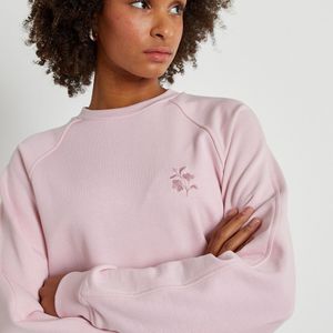 Sweater met geborduurd motief, vaalroze LA REDOUTE COLLECTIONS. Katoen materiaal. Maten L. Roze kleur