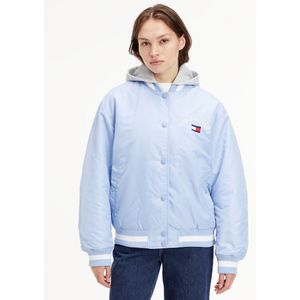 Bomberjasje met kap, logo vooraan TOMMY JEANS. Polyamide materiaal. Maten L. Blauw kleur