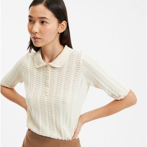 LA REDOUTE COLLECTIONS - Trui - Ivoor - Katoen - Korte Mouwen - Polokraag