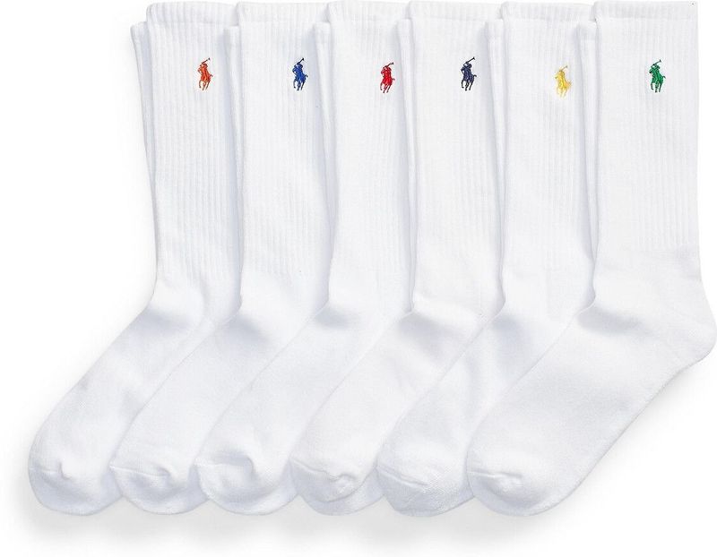 Polo Ralph Lauren - Sokken - Set van 6 Paar - Effen Design - Contrasterende Merkstitching