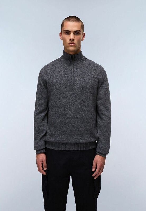 Trui met rits Ordin NAPAPIJRI. Katoen materiaal. Maten XS. Grijs kleur