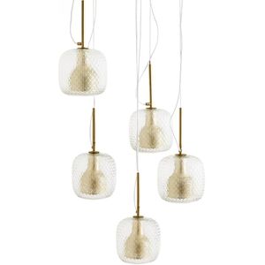 Hanglamp met 5 bollen Mistinguett AM.PM. Glas materiaal. Maten één maat. Geel kleur