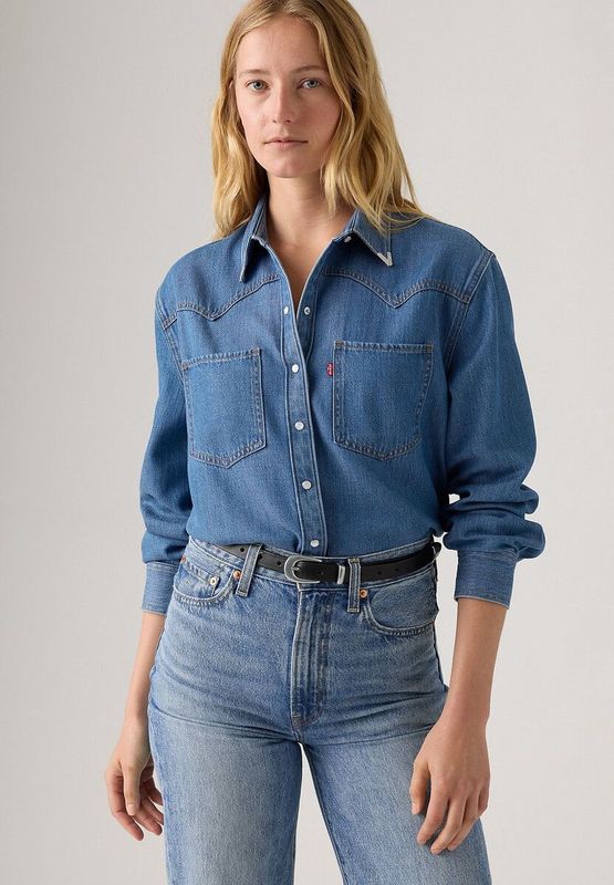 Levi's - Teodora Western - Overhemd - Blauw - Lange Mouwen - Lyocell