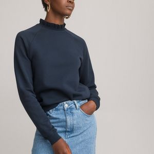 Sweater, kraag in tricot LA REDOUTE COLLECTIONS. Katoen materiaal. Maten XL. Blauw kleur