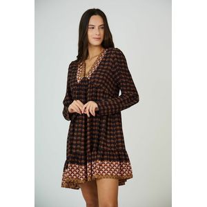 SEE U SOON - Korte Jurk - Blauw - Lange Mouwen - V-hals